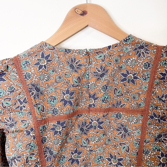 Veronica Beard Ruffle Balloon Sleeves Weslayan Blouse Top in Cinnamon Multi - Picture 10 of 10